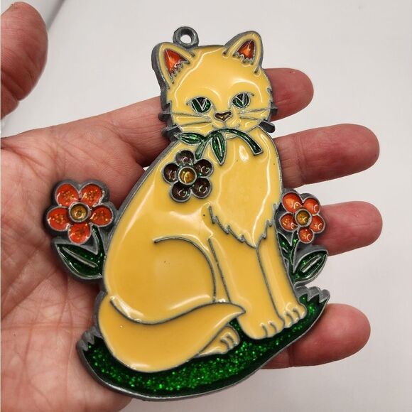 Vintage Suncatcher Cat With Flowers - Picture 3 of 4